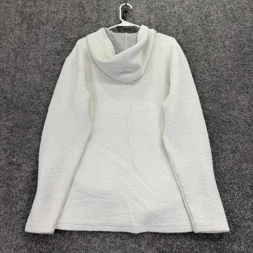 Maven Sweater Mens Large White Textured Knit Hooded Henley Pullover Casual